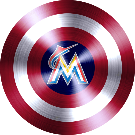 Captain American Shield With Miami Marlins Logo vinyl decal